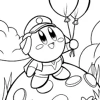 Kirby gardening on an asteroid