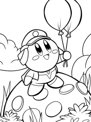 Kirby gardening on an asteroid coloring pages