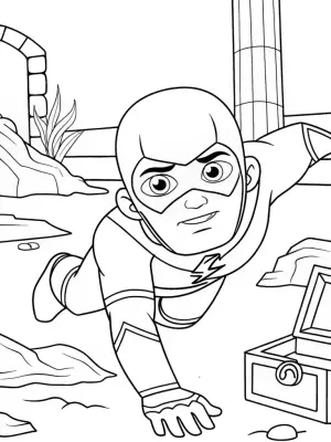 Flash on a treasure hunt coloring pages