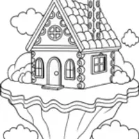 Gingerbread house on a floating island