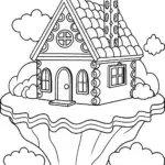 Gingerbread house on a floating island