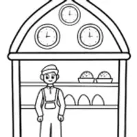 Luigi in his time-traveling bakery