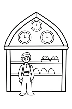 Luigi in his time-traveling bakery coloring pages