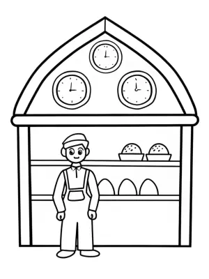 Luigi in his time-traveling bakery coloring pages