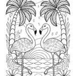 Flamingos in a magical oasis