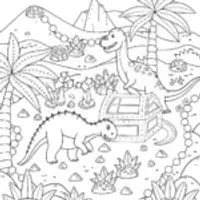 Dinosaur treasure hunt scene