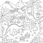 Dinosaur treasure hunt scene