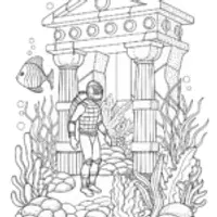 Ninja exploring an underwater temple