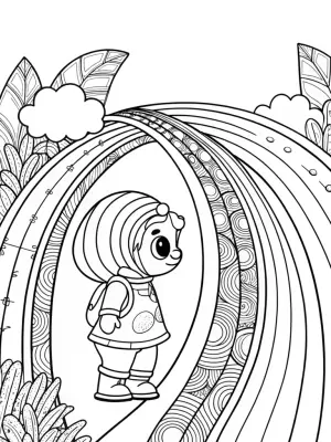 Baby explorer on a rainbow road coloring pages