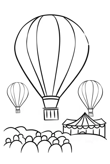 A coloring page of Hot air balloon festival fun