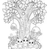 Rainbow friends under the enchanted tree