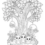 Rainbow friends under the enchanted tree