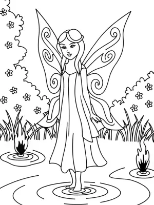 Fairy alchemist at the elemental springs coloring pages
