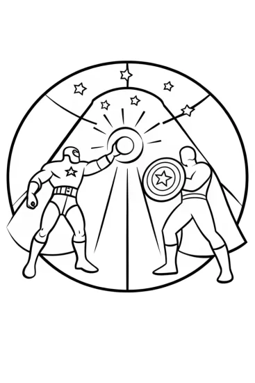 A coloring page of Avengers solving a cosmic puzzle