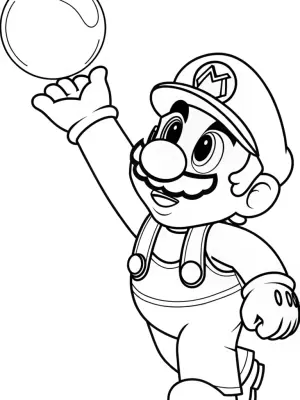 Mario reaching for a bubble coloring pages