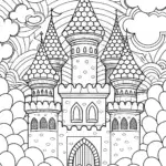 Squishmallows in a cloud castle