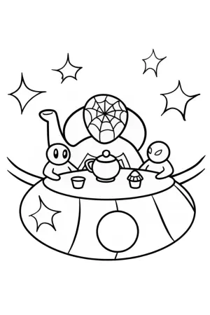 Spider-Man cosmic tea party coloring pages