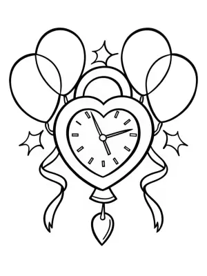 Heart-shaped time capsule celebration coloring pages