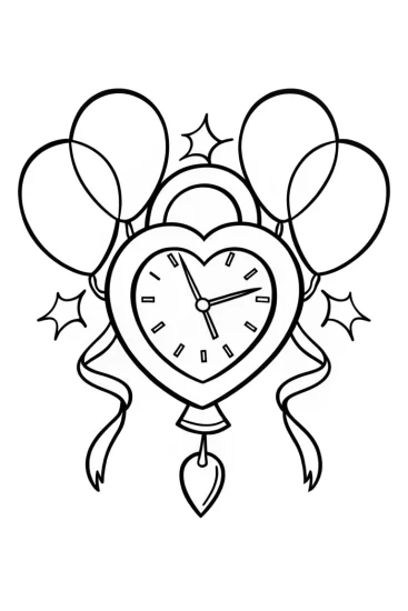 A coloring page of Heart-shaped time capsule celebration