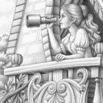 Princess looking through a telescope