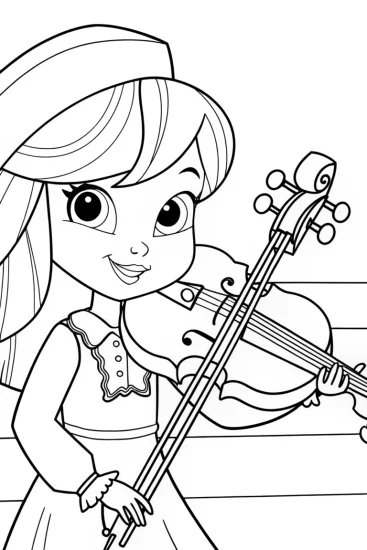 A coloring page of Strawberry Shortcake’s orchestra