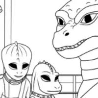 Godzilla helping alien creatures