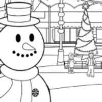 Winter carnival with snowman