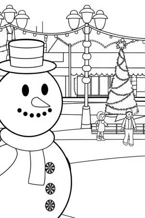Winter carnival with snowman coloring pages