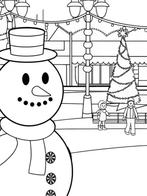 Winter carnival with snowman coloring pages