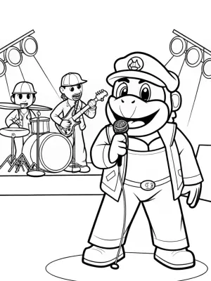 Bowser leads a rock band coloring pages