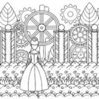 Princess in a mechanical garden