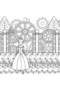 Princess in a mechanical garden