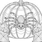 Spider exploring a giant pumpkin