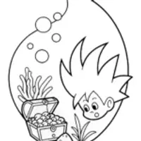 Goku exploring underwater treasures