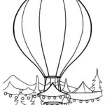 Hot air balloon above Christmas market
