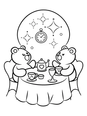 Care Bears time travel tea party coloring pages