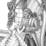 Belle and the Beast at the mirror