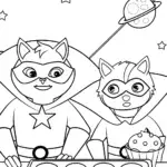 Superhero pets baking in space