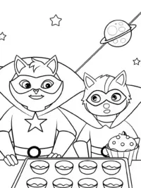 Superhero pets baking in space