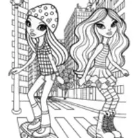 Bratz dolls skateboarding in the city