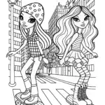Bratz dolls skateboarding in the city