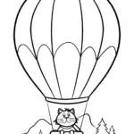 Whiskers the Cat in a hot air balloon
