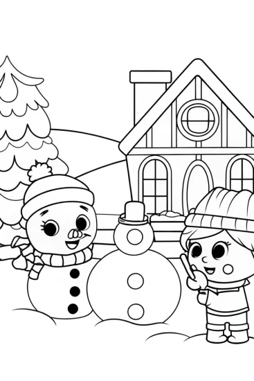 A coloring page of Shopkins ice sculpting contest