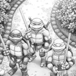 Teenage Mutant Ninja Turtles in a garden