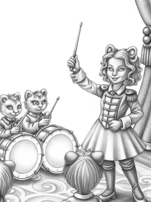 Gabby conducting her kitten band coloring pages