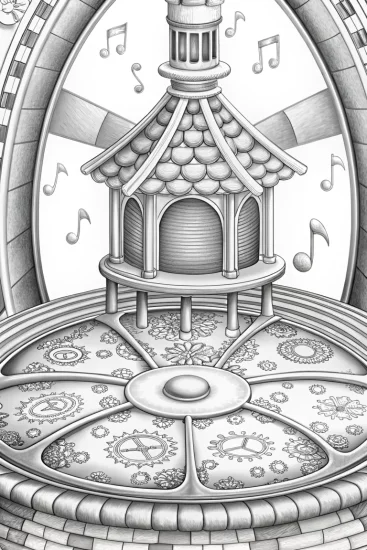 A coloring page of JJ’s musical time machine