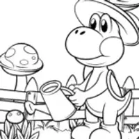 Yoshi watering alien plants