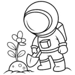 Gnome astronaut planting seeds