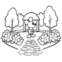 Mickey Mouse in a tea garden