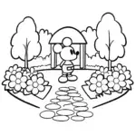 Mickey Mouse in a tea garden